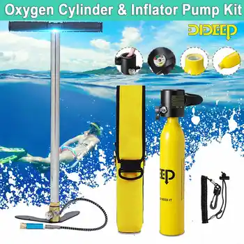 

DIDEEP 0.5L Mini Scuba Air Tank Diving Set Scuba Oxygen Cylinder Reserve Air Tank & Light Hand Pump Snorkeling Diving Equipment