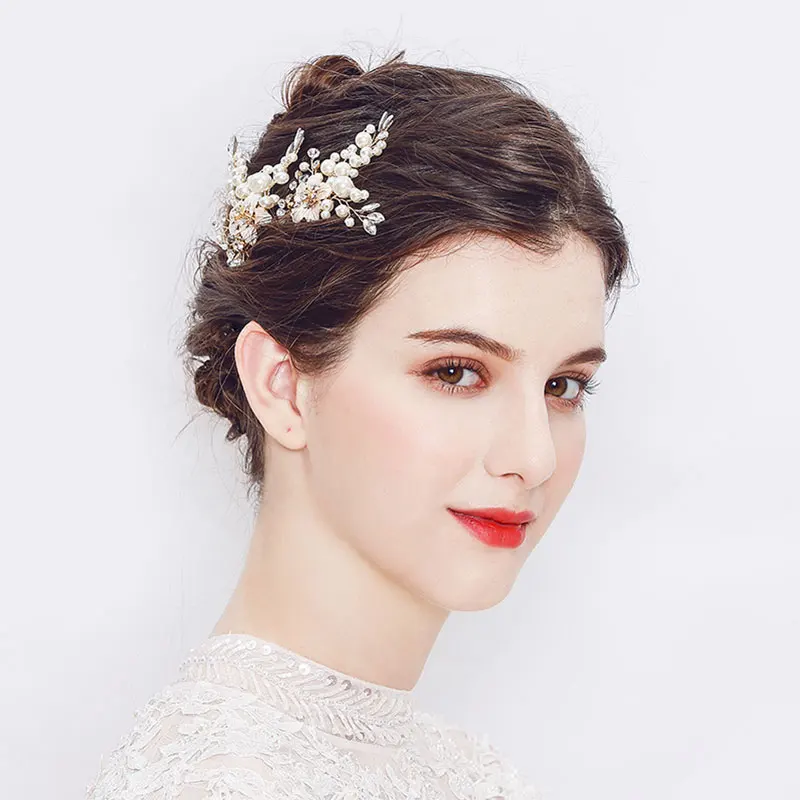 QYY Flower Hair Comb Crystal Handmade Bridal Headpiece Rhinestone Hair Accessories for Women Wedding Jewelry Bride Headwear Gift