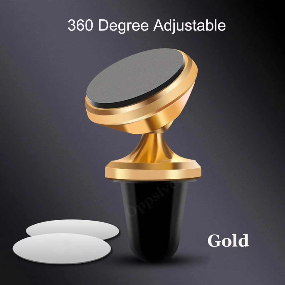 Магнитный автомобильный держатель для телефона для iPhone 11X7 samsung 360 Air Mount Магнитная подставка для мобильного телефона в автомобиле gps держатель - Цвет: Gold