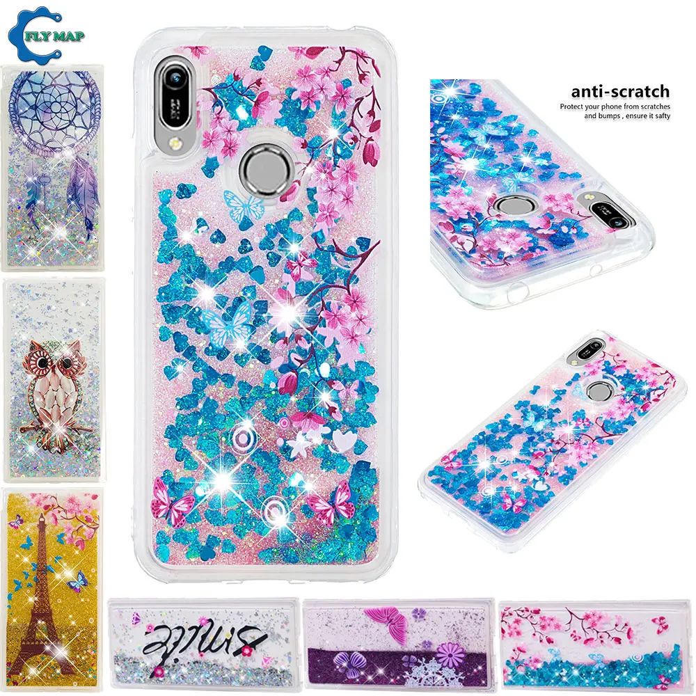 

Quicksand Case for Huawei Honor 8A A8 JAT L29 LX3 LX1 JAT-L29 JAT-LX3 JAT-LX1 Dynamic Liquid Glitter Stars Phone Cover Case Bag
