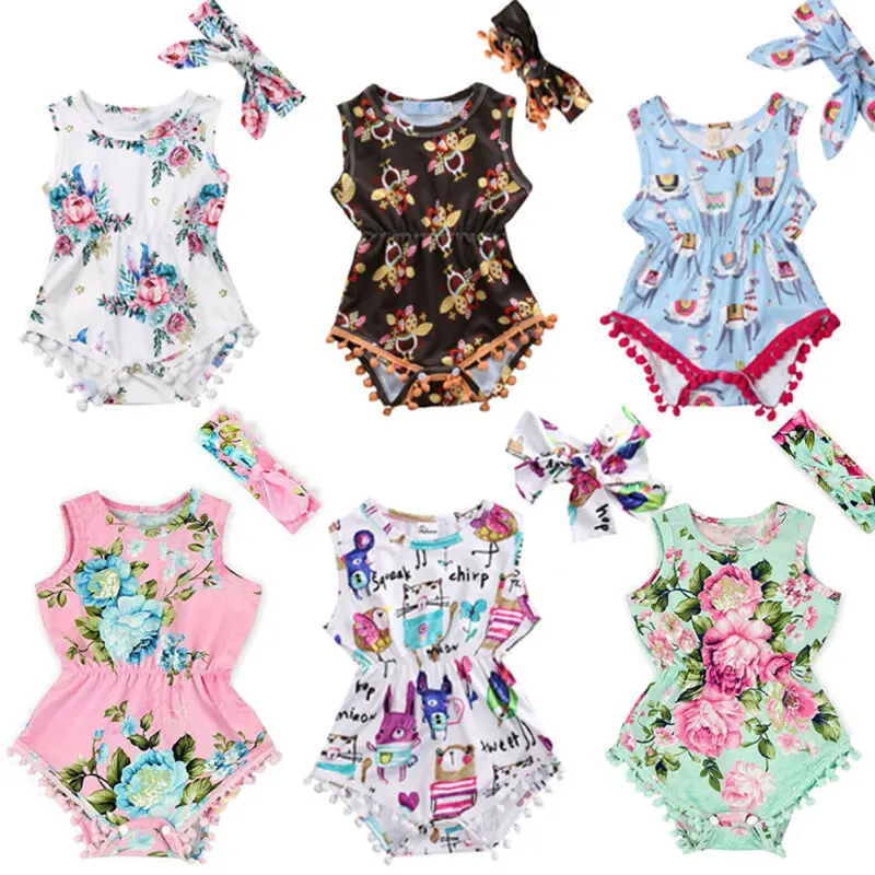 9 Styles Baby Summer Floral Romper Clothes Newborn Infant Baby Girl Flower Rompers Jumpsuit