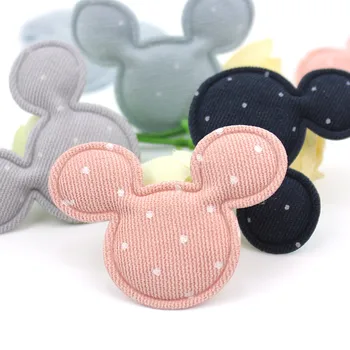 

40Pcs 4.2*5.2cm Dot Cloth Mouse Padded Appliques for Baby's crafts hair Clip Handmade Headwear Decoration Accessories wholesale
