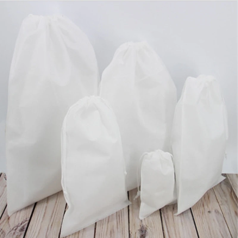 Hot Non-woven Fabrics Drawstring Bag Draw Pocket Shoes Travel Portable Pouch Bag Organizer Portable Black White Draw Pocket NEW