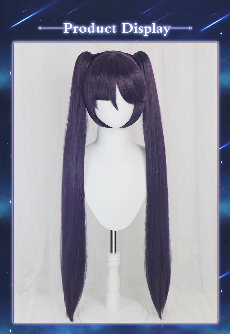 Genshin Impact Mona Megastus Cosplay Twin Tail Wig - Purple, 90cm 11