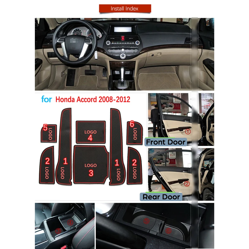 Противоскользящий резиновый подстаканник для Honda Accord 8 Азия и Северная Америка 2008 2009 2010 2011 2012 аксессуары автомобильные наклейки