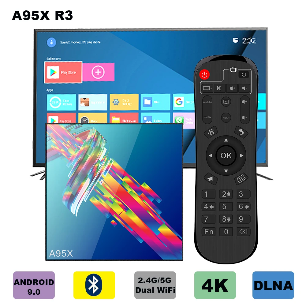 Smart tv box Android 9 0 A95X PK H96MAX Rockchip RK3318 4G 32GB 64GB Bluetooth 2 4/5G WiFi Google медиа проигрыватель play |