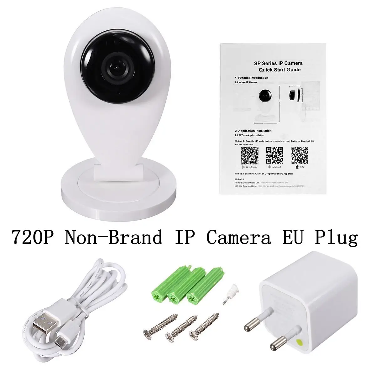 Новинка,, Xiao mi jia mi, Домашняя безопасность, умная IP камера, 1080 P, Wi-Fi, беспроводная, 130, широкоугольная, ночное видение, Wi-Fi камера - Цветной: 720P Non Brand EU