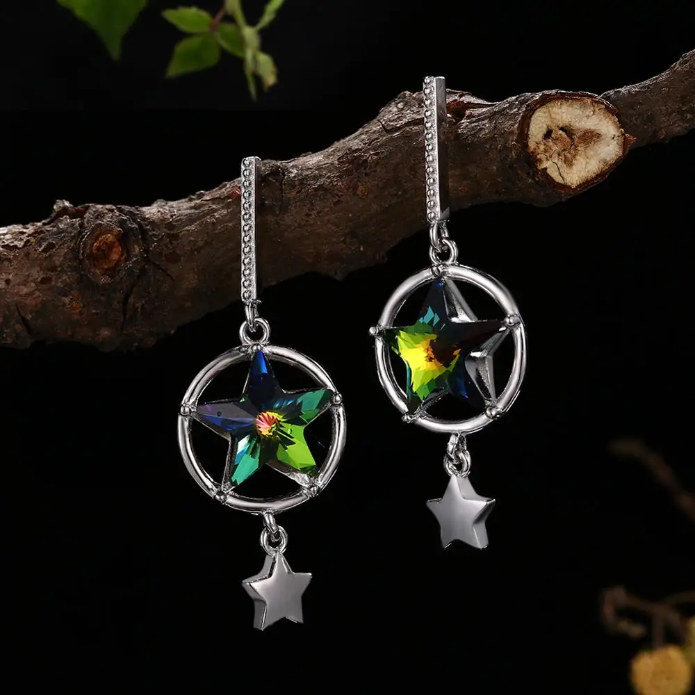

LEKANI Crystals From Swarovski Drop Earrings With 925 Sterling Silver Simple Star Pendants Fine Jewelry