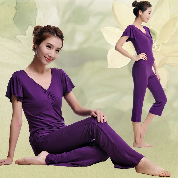 

2019 Modal Yoga Clothes Suit Spring And Summer Fitness Suit Dancing Dress Sports Clothing Women's Square Jogging Suits Two-Piece