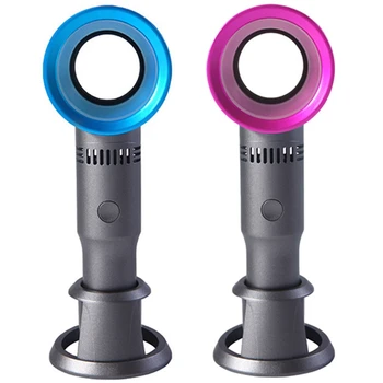 

1 Pcs Usb Rechargeable Detachable Base Portable Mini Handheld Leafless Fan & 1 Pcs Hand Held Bladeless Fan, Usb Travel Cooling F