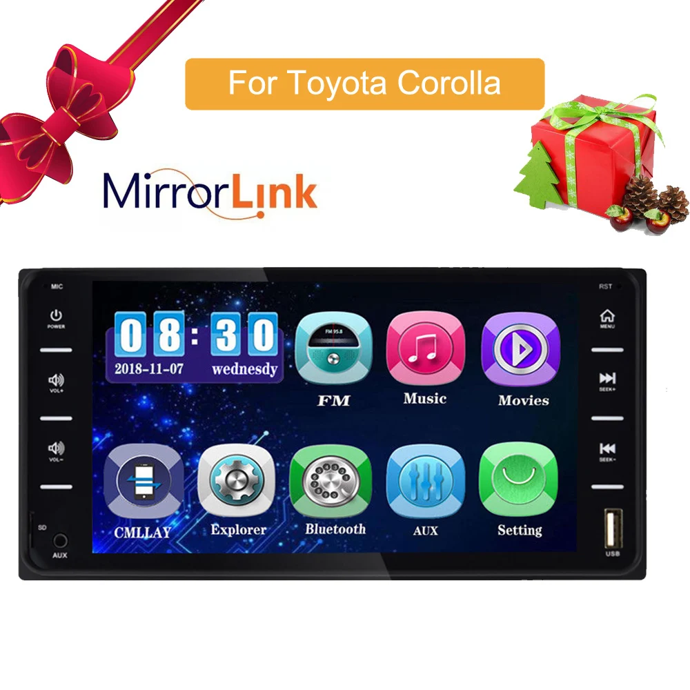 Car Audio MP5 DVD Player For Toyota Corolla 2 Din Touch Screen Multimedia Android/IOS MirrorLink Bluetooth 7" Universal FM AM car stereo
