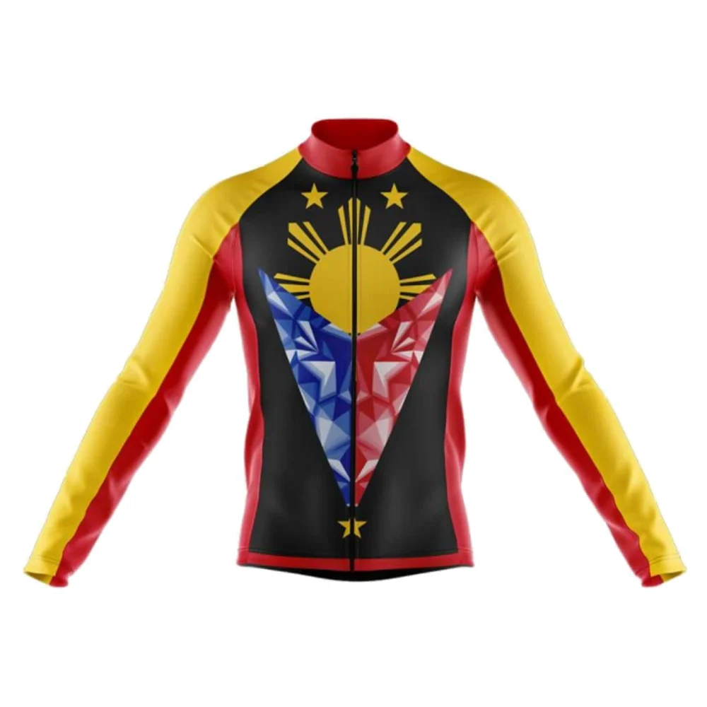 New PHILIPPINES FLAG New Long Sleeve Men Cycling Jersey Bike Wear