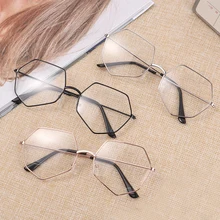 Новинка, 20 г, женские и мужские металлические многоугольные очки, оправа для очков, оптическая оправа для очков, темпера, мужские очки для близорукости, очки для чтения