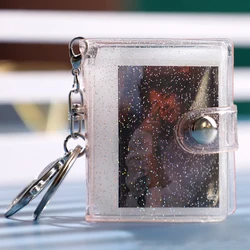 Compact Small Photo Album Keyring with Instant Picture Storage & Photocard Holder (Pink 2inch)