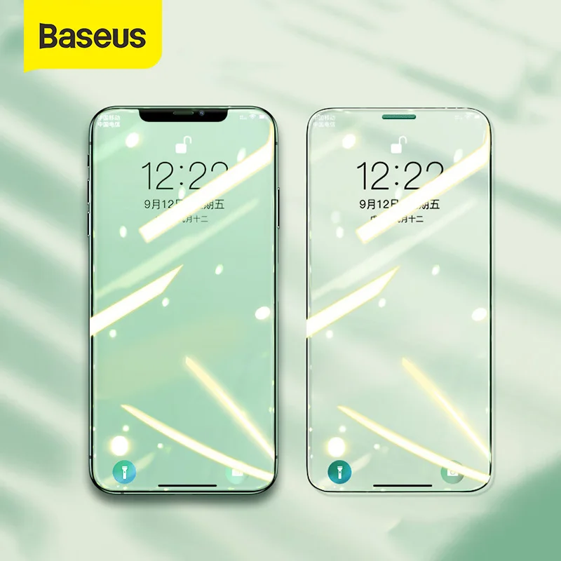 

Baseus 2PCS Transparent Protective Glass For iPhone 12 Pro Max Screen Protector Eye Protection Full Coverage Tempered Glass Film
