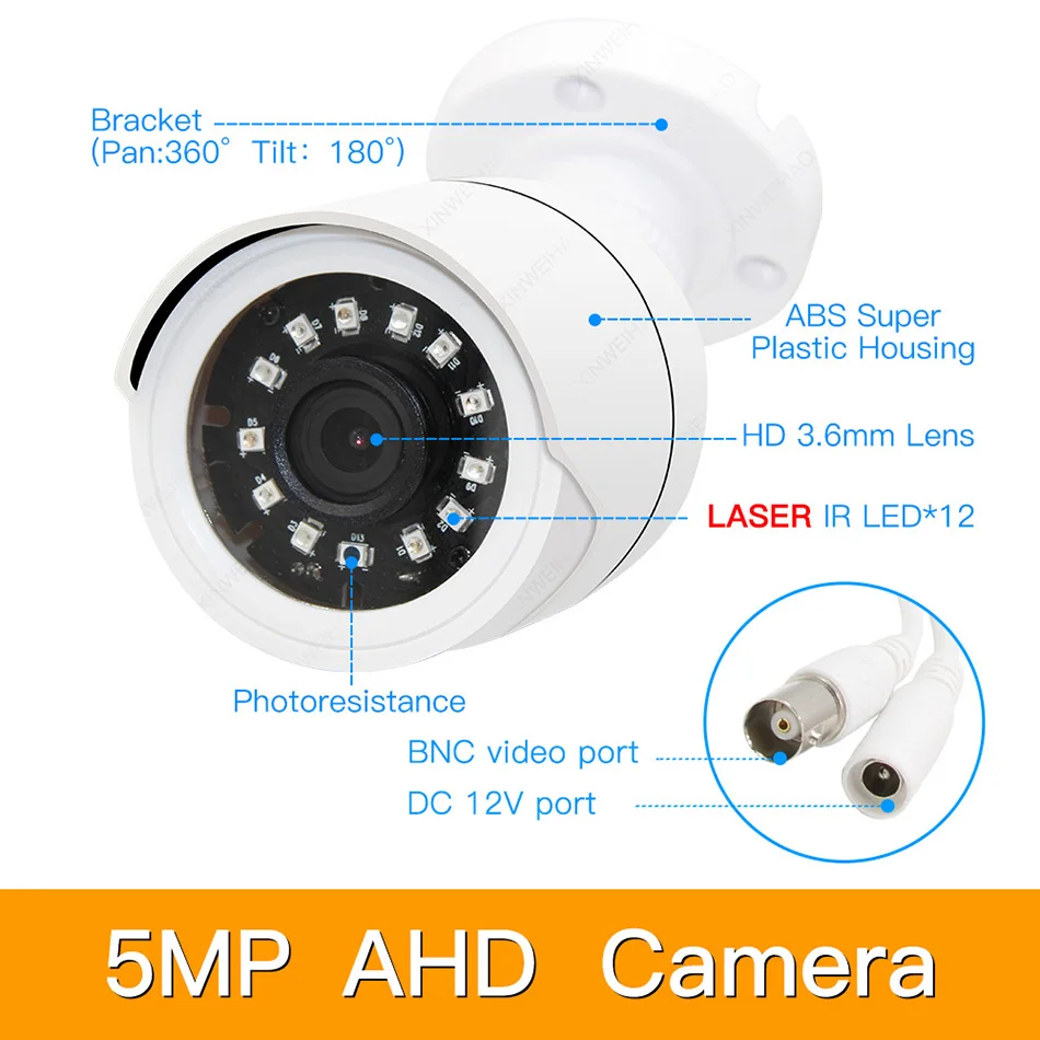 4ch 5MP AHD комплекты CCTV системы видеонаблюдения безопасности Гибридный DVR Открытый bulllet AHD камера видеонаблюдения P2P XMEYE 5MP комплекты