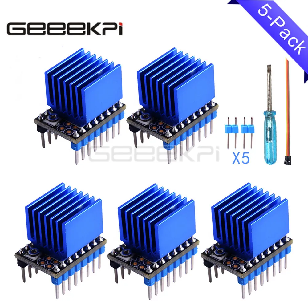 GeeekiPi 5 Pack Запчасти для 3D принтера TMC2209 UART Драйвер шагового двигателя бесшумный