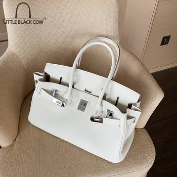 

Brand Vintage Genuine Leather Handbags Office Ladies Satchels Armpit Shoulder Bag Fashion Solid Casual Tote Elegant Cowhide Bags
