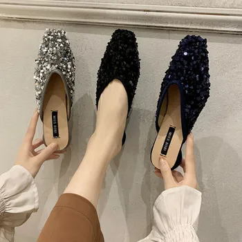 

2020 Lady Shoes Round Toe Glitter Mules AS0087