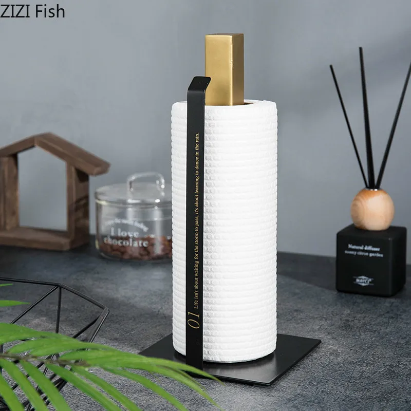 

Modern Style Metal Iron Paper Towel Holder Punch Free Vertical Oil Suction Paper Storage Rack Kitchen Paper Towel Storage Rack