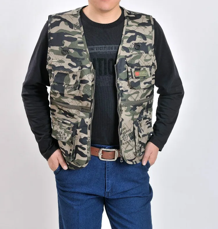 Стиль мужской Камуфляжный жилет среднего возраста мужской повседневный Жилет Мульти-карман фотографии репортёра безопасности персонала жилет