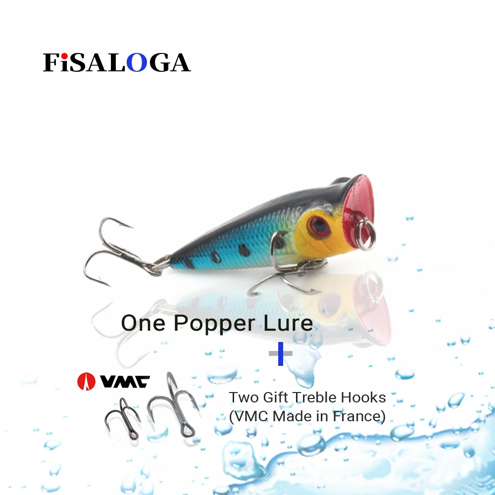 

Poper Topwater Mini Walker Popper Fishing Lures 4.8g 5cm Wobblers FiSALOGA Bass Pike Trout Pencil Surface Baits Gift 2 VMC Hook