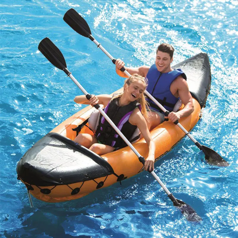 Rafting Inflatable Canoe Fishing Boat Portable Water Sports With Paddle Air Pump 2 People Rowing Boat Orange