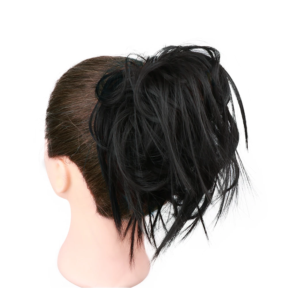 Грязные волосы пучок резинки шиньон пончик для женщин шиньон наращивание волос Синтетический парик кольцо обертывание черный коричневый высокая температура волокно - Цвет: #2