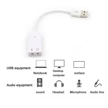 

External USB Sound Card 3D Virtual 7.1 Channel Audio Sound Card Adapter Plug & Play For PC Desktop Laptop Notebook