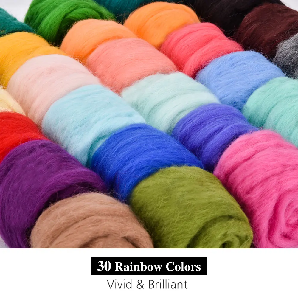 30 цветов радуги DIY Набор из шерстяного войлока ручные инструменты для войлока ручной работы набор игл для валяния тканевых материалов набор для рукоделия
