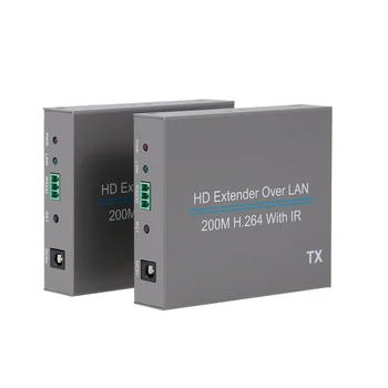 

200M H.264 HD Extender Over ONE CAT 5E/6 Splitter Transmitter Receiver with IR Re-transmission Adapters For Car TV MP3 PC