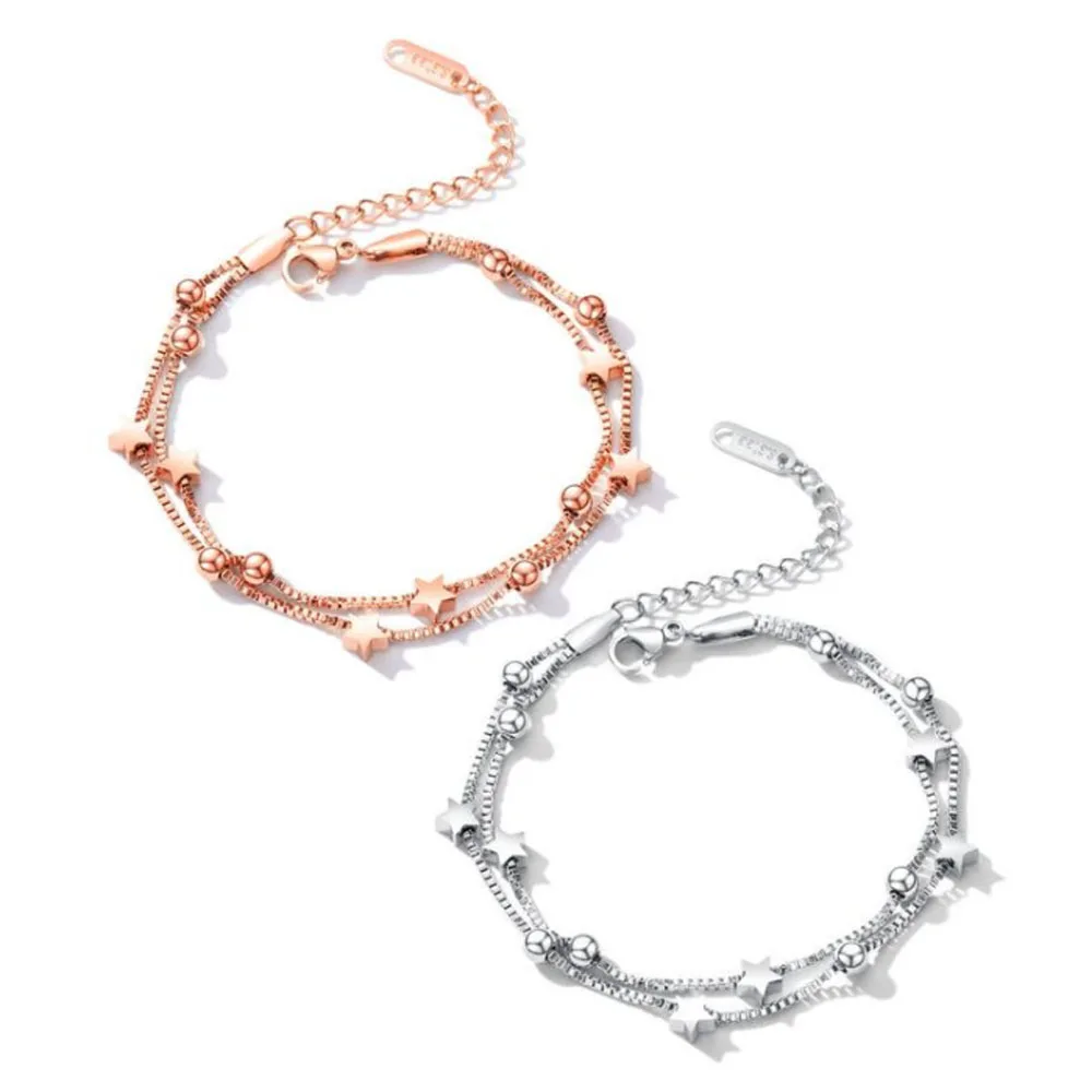 LAN дворцовый Титановый стальной браслет с пентаграммой для студентов, подружек, сестер, двойной браслет