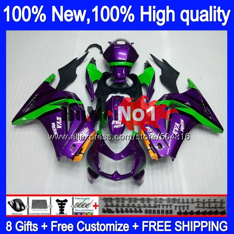 Kit For KAWASAKI EX250 ZX250 R EX250R Purple green 10MC.6 ZX EX 250 250R ZX250R 2008 2009 2010 2011 2012 08 09 10 11 12 Fairing Kit For KAWASAKI EX250 ZX250 R EX250R Purple green 10MC.6 ZX EX 250 250R ZX250R 2008 2009 2010 2011 2012 08 09 10 11 12 Fairing