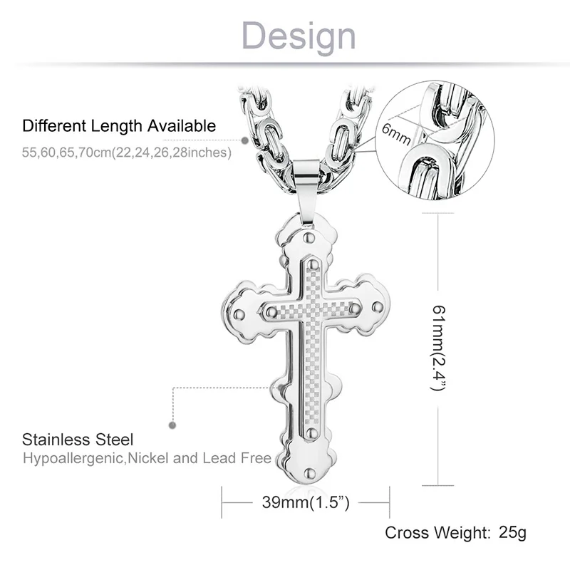 Ортодоксальный Крест Подвески ожерелье s для мужчин золото серебро Нержавеющая сталь византийский Длинная цепочка на шею для мужчин мужские ювелирные изделия Colar