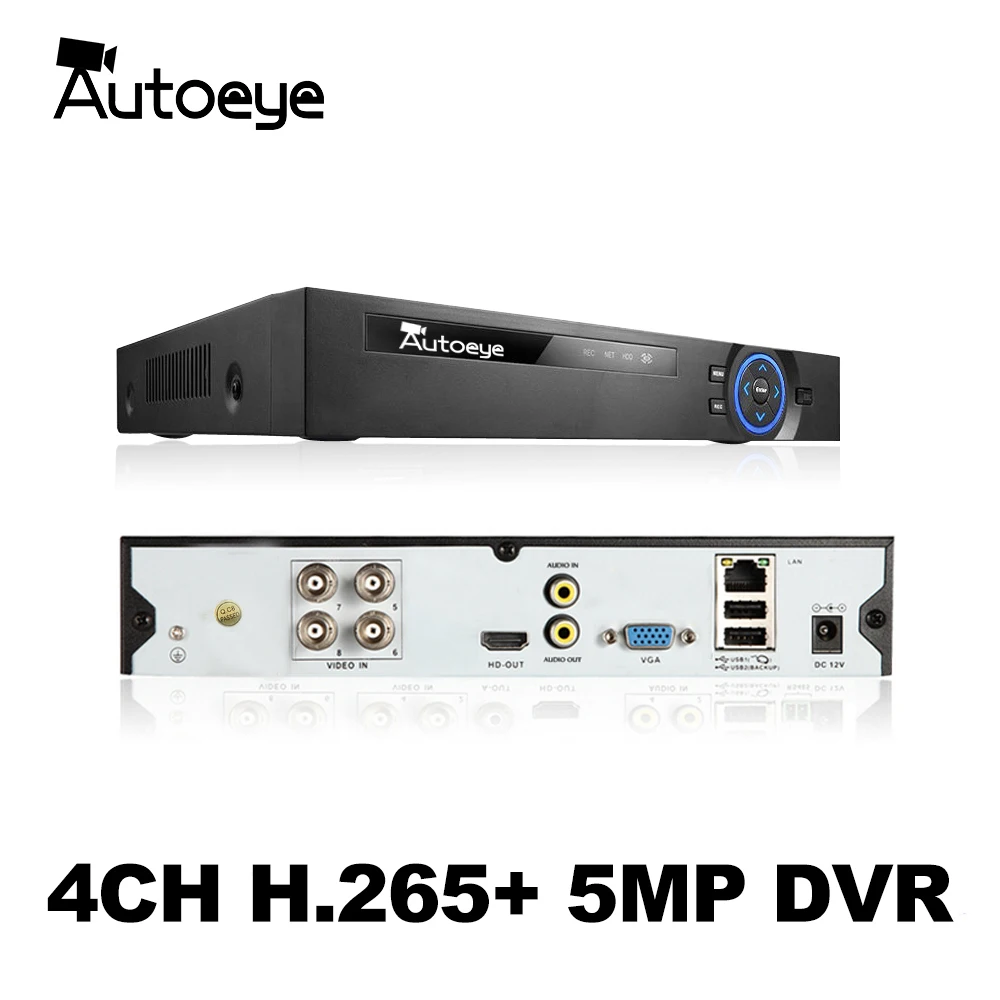 Autoeye 6 в 1 H.265 + 4ch гибридный видеорегистратор для AHD TVI CVI 5MP 4MP 1080P 720P камера
