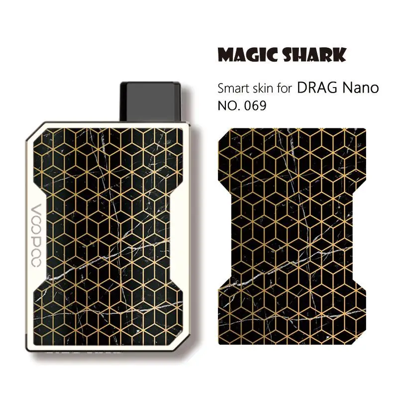 Магическая Акула мода мотоцикл армейский лист сотовый Череп ПВХ Vape Pod чехол наклейка кожи пленка для Voopoo Drag Nano - Цвет: 069