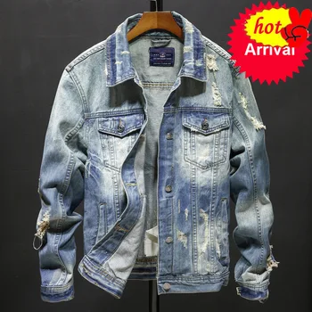 

Style European American mens letter denim jacket luxury men Outerwear & Coats blue denim slim jacket for men
