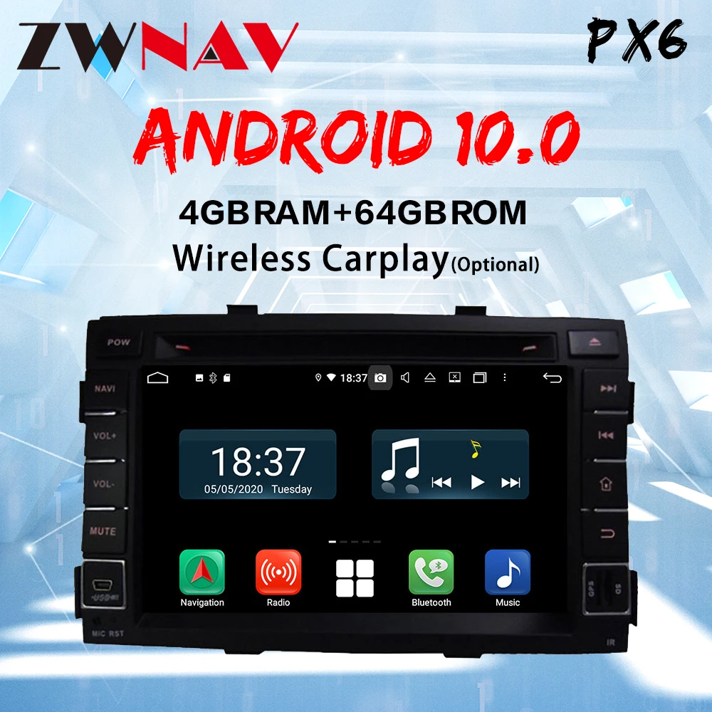 

Android 10 PX6 CD DVD Player GPS navigation For KIA SORENTO 2010-2012 multimedia player tape recorder 8-Core navi Audio maps 64G