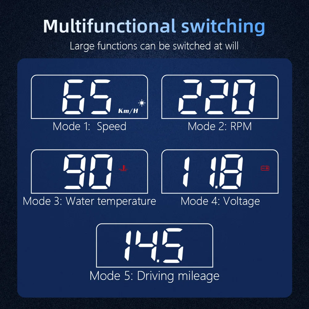 C100 HUD   ÷ ڵ OBD2 ڵ ӵ  RPM KMH MPH ӵ,  ӵ   ˶ 