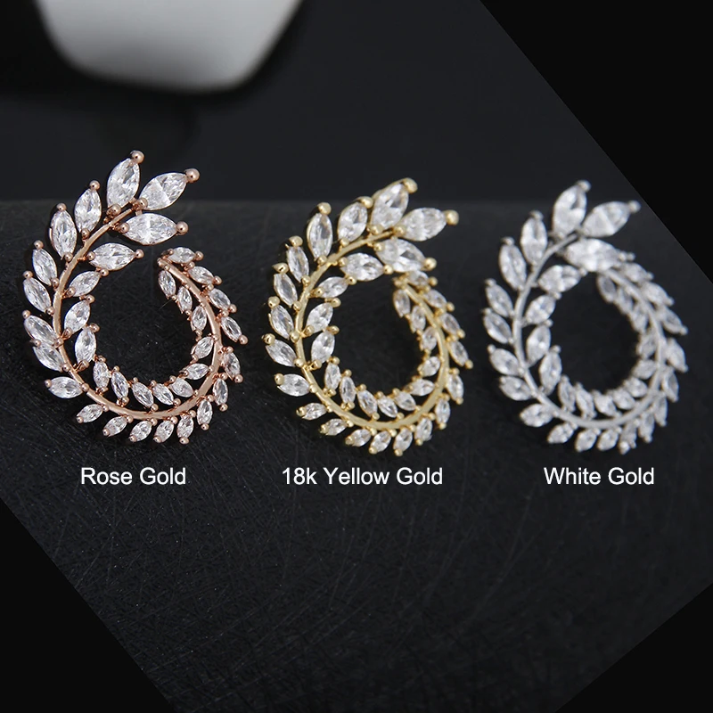 Женские серьги гвоздики с фианитами в виде ветки|brand stud earrings|fashion earringsstud earrings |