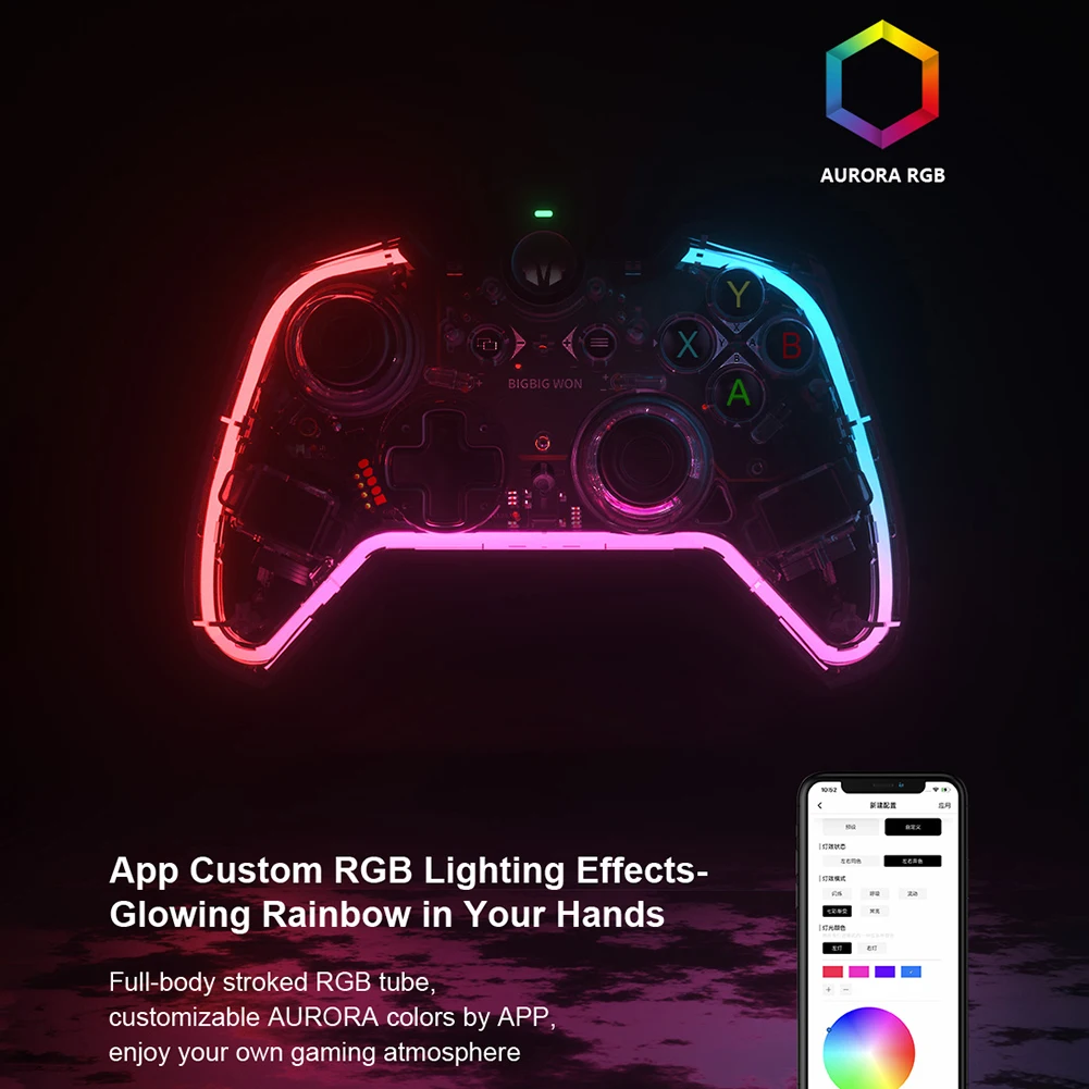 BIGBIG WON Rainbow C1 Somatosensory Wired Gamepad Joystick For Nintendo Switch PC Gaming Console Without Delay Transparent Shell