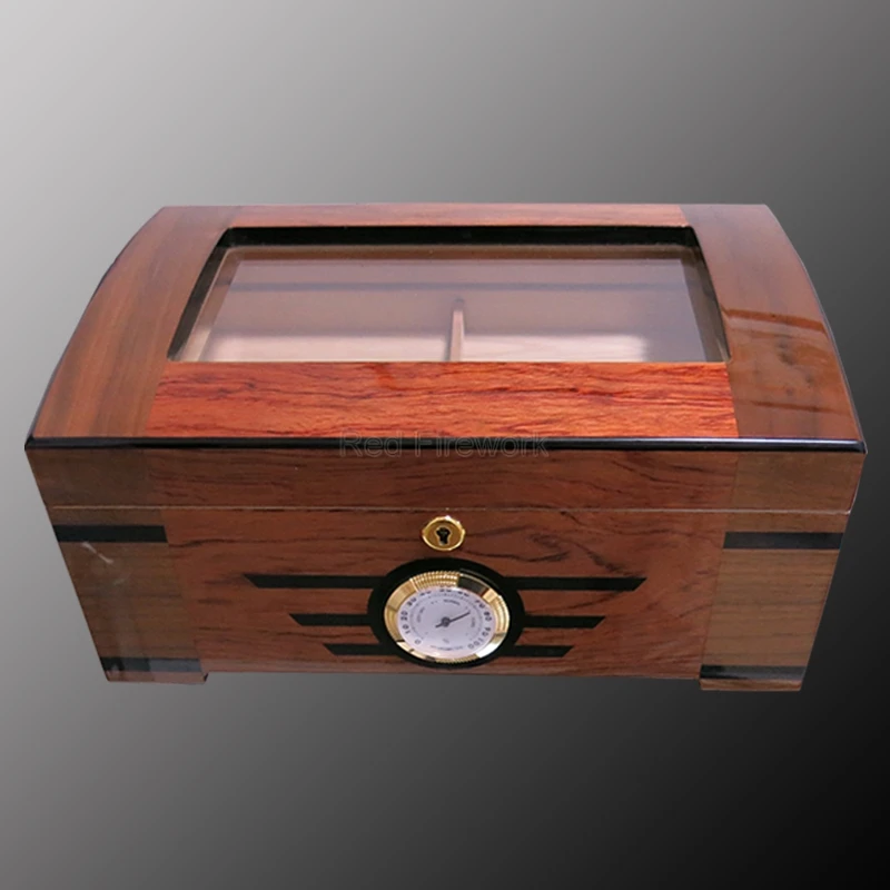 

COHIBA Cedar Wood Glass Display Cigar Humidor Case Cigarette Wooden Storage Box With Lock Wood Pallet Hygrometer Humidifier