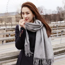 Женские кашемировые шарфы осень зима новые женские шерстяные кисточки женский Шарф широкий сплошной длинный Шаль Обертывание одеяло теплый палантин