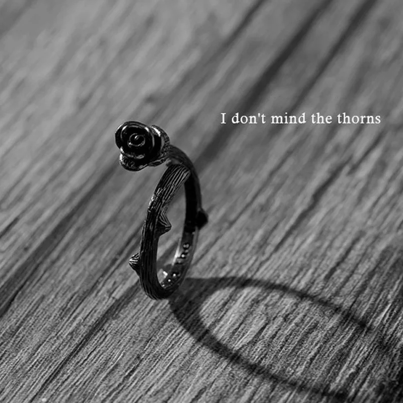Retro Black Thorn Rose Fashion Women Girl Simple Ring Valentine's
