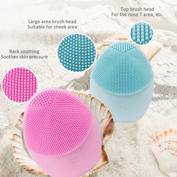 

Sonic Vibration Face Cleaner Waterproof Facial Cleansing Brush Silicone Deep Pore Cleaning USB Electric Massage Soft 3 Colors