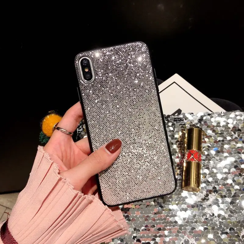 Роскошный блестящий чехол для iPhone 6, 6s, 7, 8 Plus, X, XS, Max, XR, блестящий мягкий пластиковый чехол с блестками, гелевые ТПУ чехлы накладки