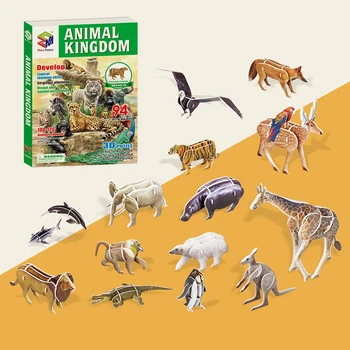

Animal 3D Puzzle Set Model Building Kits Construction Zoo Assembly Kit Craft Simulation Animals Gift Box DIY Hand-assembled Toys