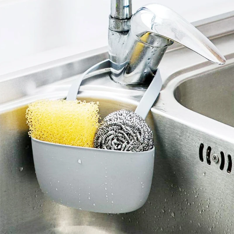 

Sponge Storage Basket Drain Rack Brush Holder Home Storage Organizer Faucet Hanging Baskets Kitchen Bathroom Tool