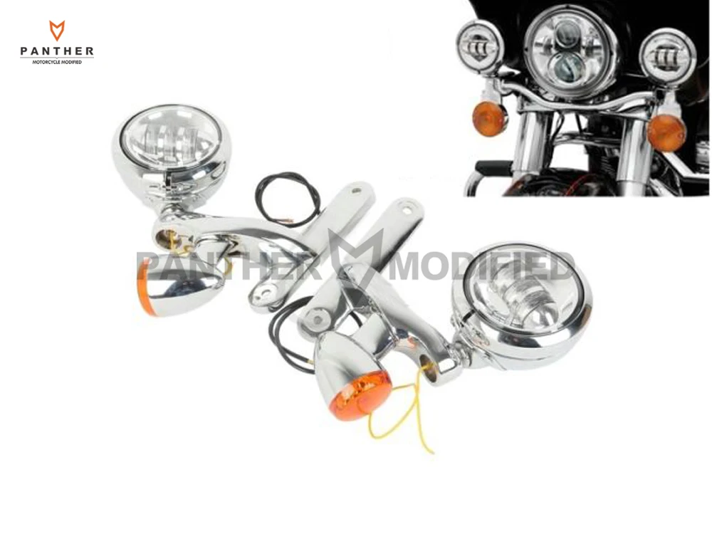 

Motorcycle Turn Signal LED Spotlight Fog Light Bracket case for Harley Electra Glide FLHX FLHXXX