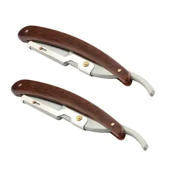 

2Pcs Vintage Haircut Knife Eyebrow Shaping Manual Men Beard Razor Scraper Hair Shaving For Salon Barber Tool (No Blade Included)